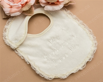 ivory cotton embroidered Baptism bib