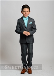 Boys dark gray slim fit 2 piece suit (6y-16y)