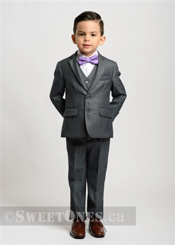 Boys gray slim fit 2 piece suit (1y-5y)