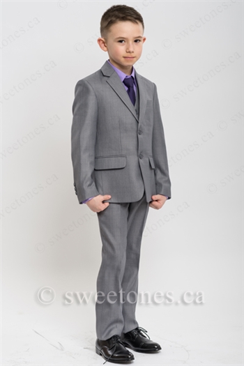 Boys light gray slim fit 2 piece suit (6y-10y)