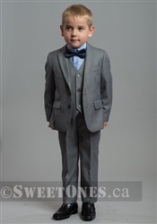 Boys light gray slim fit 2 piece suit (1y-5y)