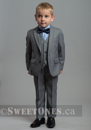 Boys light gray slim fit 2 piece suit (1y-5y)