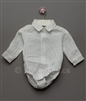 Christening Baptism linen baby boy shirt bodysuit
