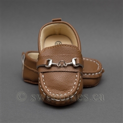 Baby boys navy brown loafers