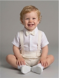 Boys linen suspenders shorts Baptism outfit