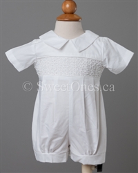 Boys Christening embroidered cotton romper