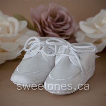 white satin boys baby baptism shoes