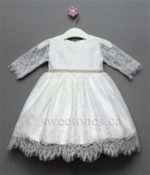 Long sleeved silk floral lace overlay dressâ€“ Style BG-Bella