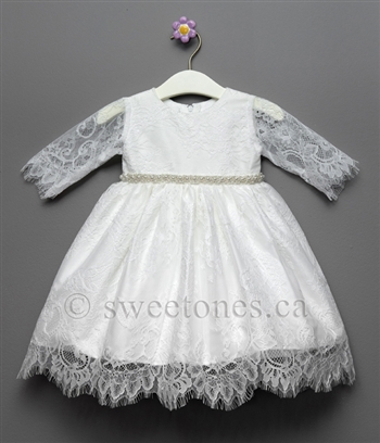 Long sleeved silk floral lace overlay dressâ€“ Style BG-Bella