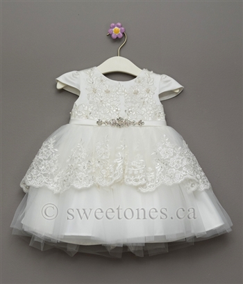 Girls satin lace Christening dress