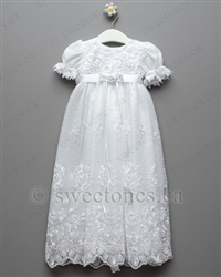 Christening embroidered tulle gown