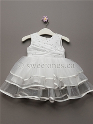 Girls Baptism Three Tiered Tulle Dress â€“ Style BG-Rosemary-Off White