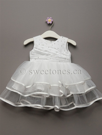 Girls Baptism Three Tiered Tulle Dress â€“ Style BG-Rosemary-Off White
