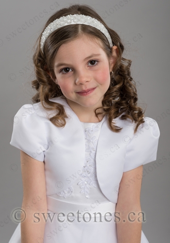White satin girl bolero â€“ Style CAPE003