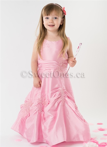 Pink taffeta flower girl dress