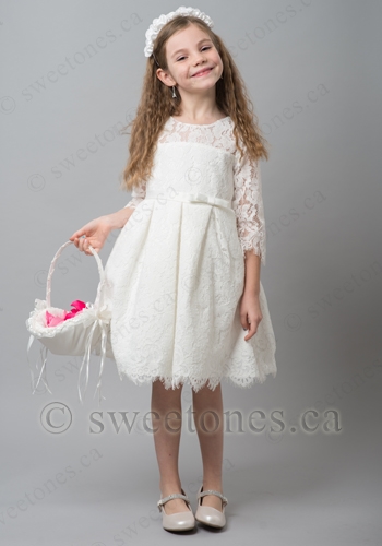 Lace overall girls dress with 3/4 sleeveâ€“ Style FG-April