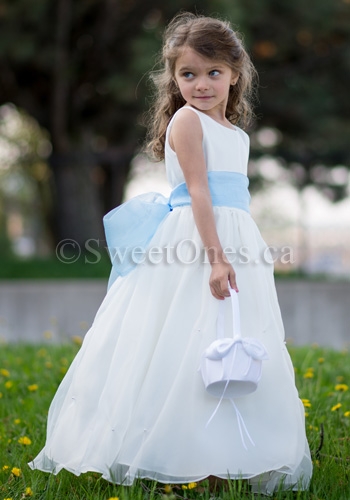 Flower girl blue sash