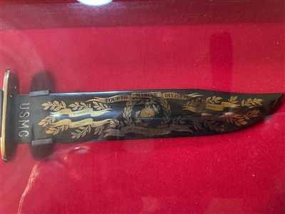 A limited-edition 4TH MARINE DIVISION Commemorative Knife NIB with display box and paperwork.