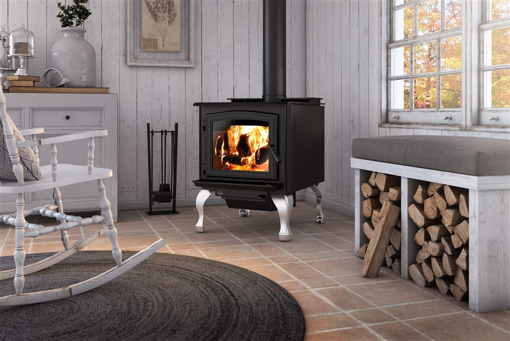 True North TN10 Freestanding Wood Stove with Legs and Blower Kit