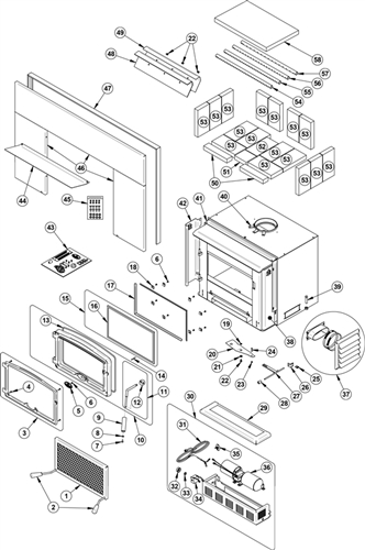 OsburnWoodStoves.com - Every part for the Osburn 2000 Insert. Select the Osburn 2000 part from the drop down menu after looking at the parts diagram.