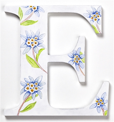 Hand made and hand printed in the UK, the letter 'E' from our Wild Flower Alphabet