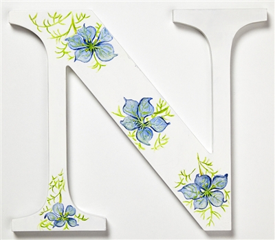 The letter 'N' depicting the wild flower Nigella from our unique Wild Flower Alphabet