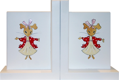 Hand Painted Red Mouse Bookends