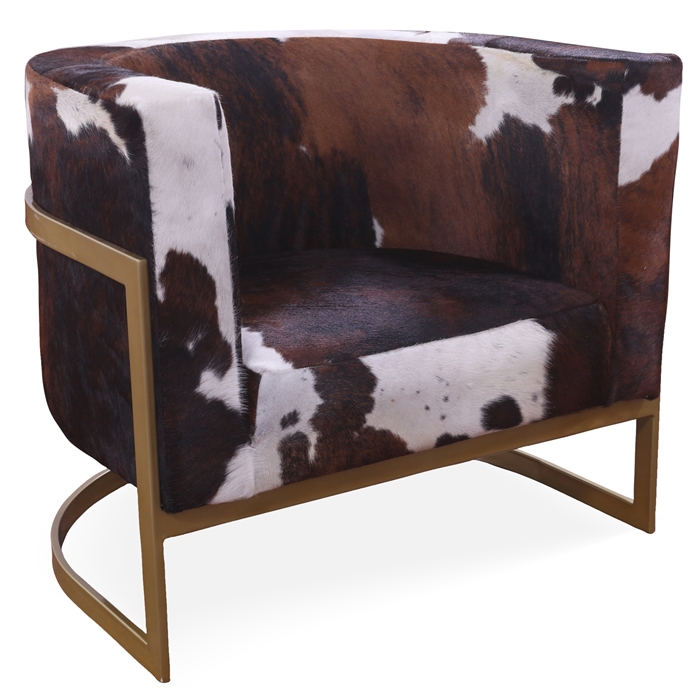One Of A Kind Cowhide Accent Barrel Chair