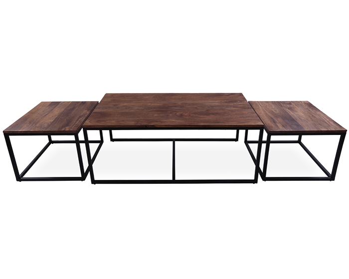 Solid Wood 3 Piece Coffee Table and Nesting Tables Set