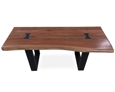 Solid Wood Bench & U Shape Black Legs