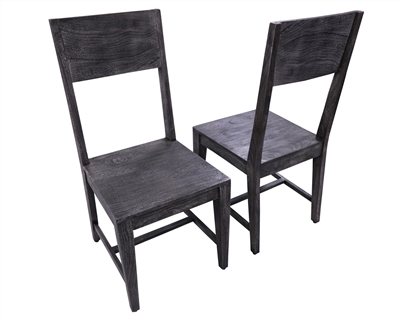 Grey Solid Wood Dining Chair Set of Two