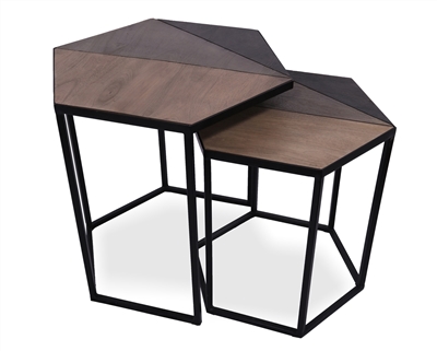 Solid Wood Nesting Coffee Table With Metal Legs