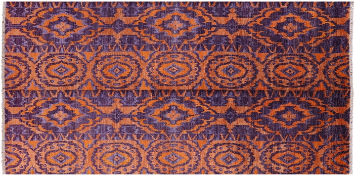 Ikat Hand-Knotted Wool Area Rug