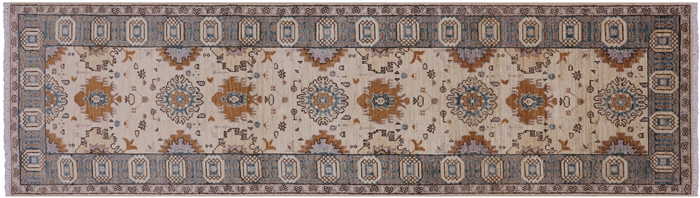 Chobi Peshawar Hand-Knotted Runner Rug