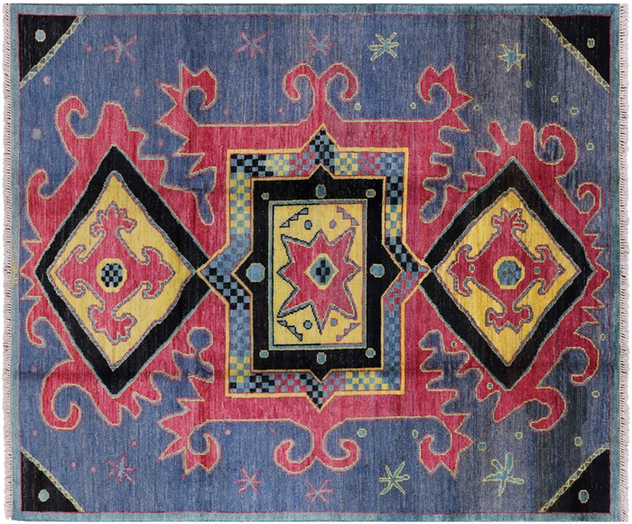 Signed Hand Knotted Ikat Rug