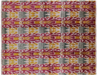 Hand-Knotted Ikat Wool Rug