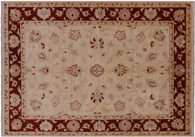 Ivory Peshawar Hand-Knotted Wool Area Rug 6' 3" x 8' 10" - P2090