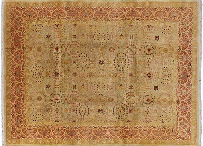 Hand-Knotted Peshawar Wool Rug