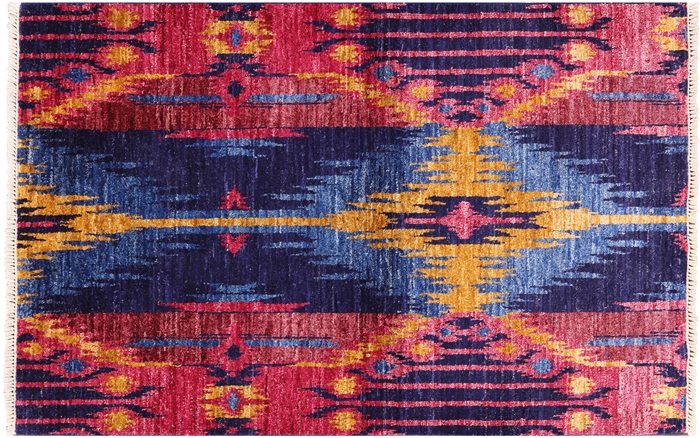 Hand Knotted Ikat Wool Rug