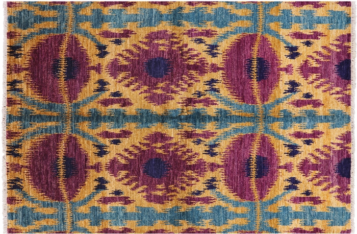 Hand Knotted Ikat Wool Area Rug