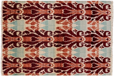 Ikat Hand Knotted Wool Rug