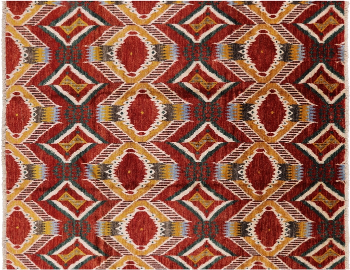 Ikat Hand Knotted Wool Rug