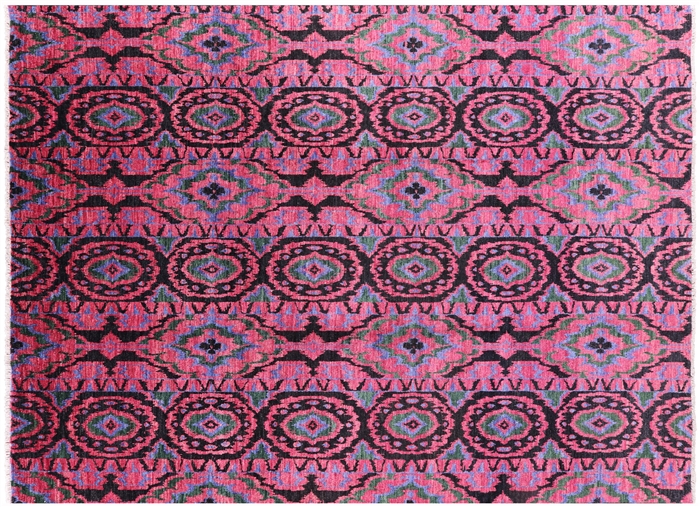 Ikat Hand Knotted Wool Rug