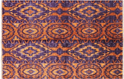 Hand-Knotted Ikat Wool Rug