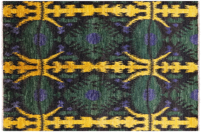 Ikat Hand Knotted Wool Rug