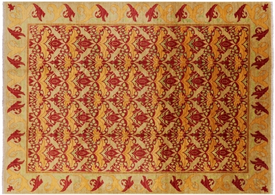 Red William Morris Hand Knotted Rug 9' 1" X 12' 4" - P6317