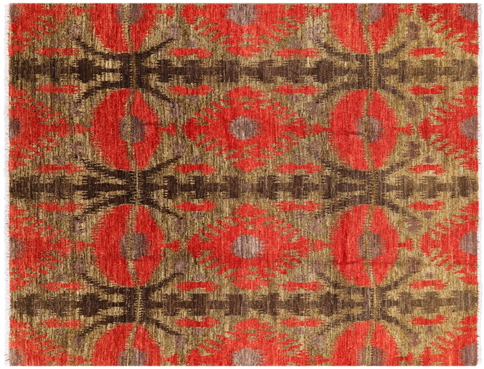 Ikat Hand-Knotted Area Rug