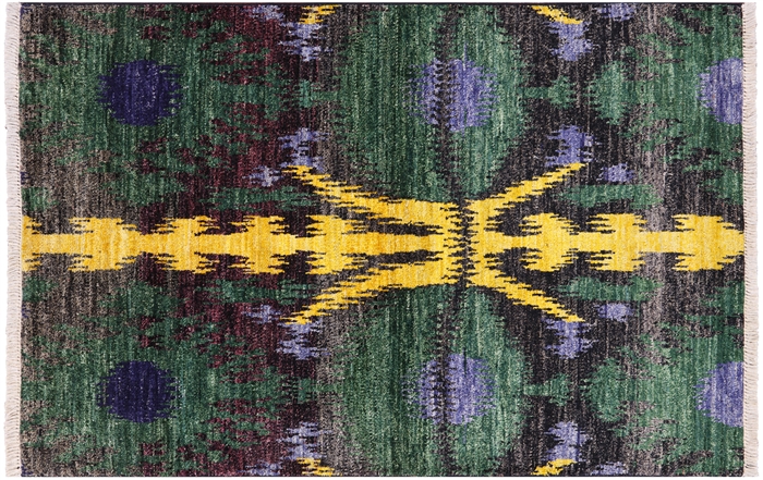 Hand Knotted Ikat Modern Rug