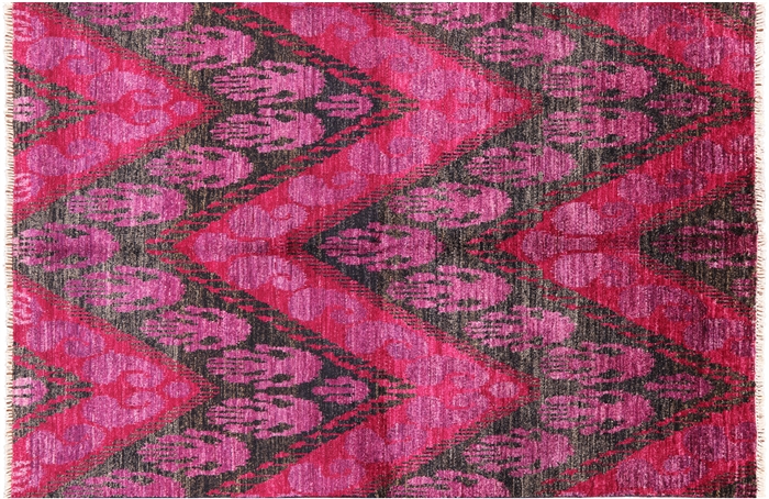 Ikat Hand Knotted Wool Area Rug