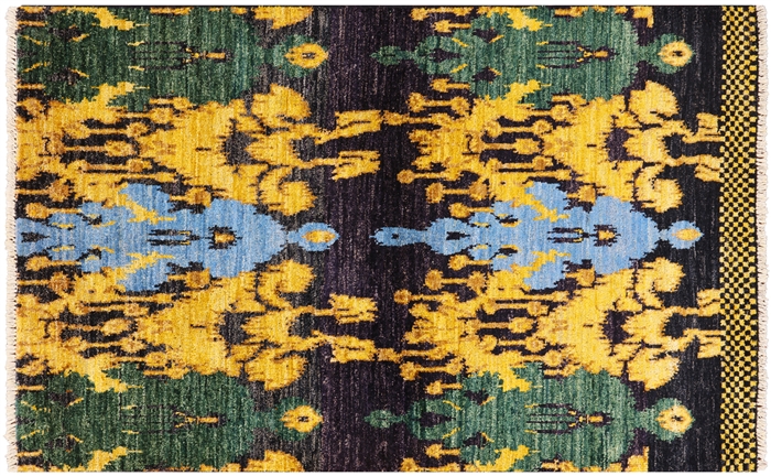 Hand Knotted Ikat Wool Rug